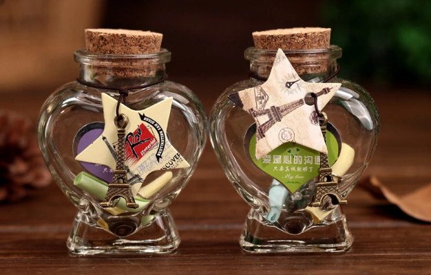 heart glass jars