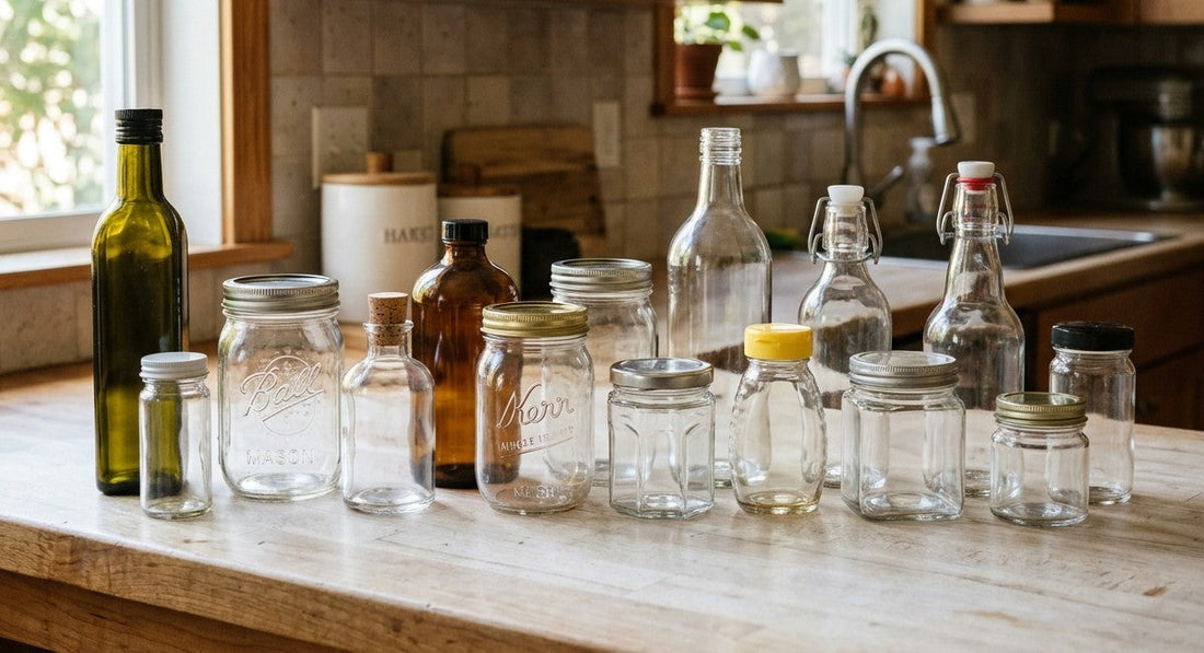 glass jars and bottles