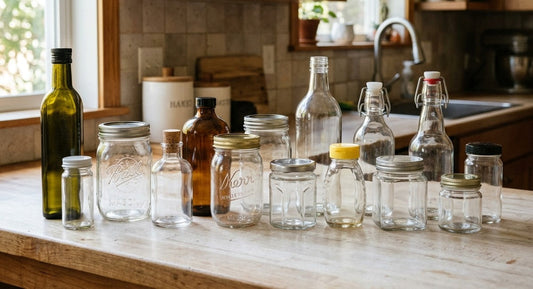 glass jars and bottles