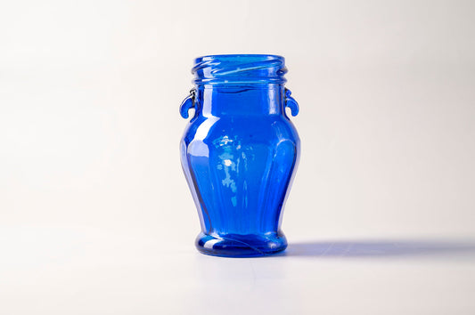 blue glass jars