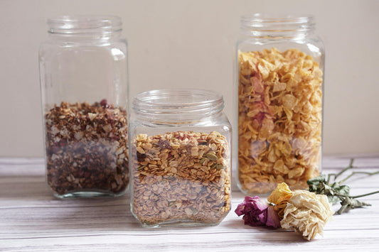 clear glass jars
