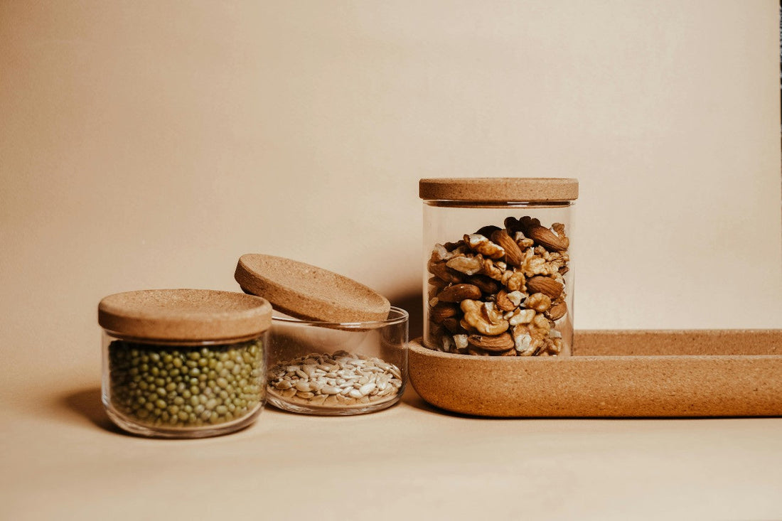 glass jars with wooden lids