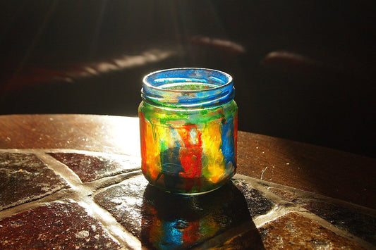 coloured glass jar
