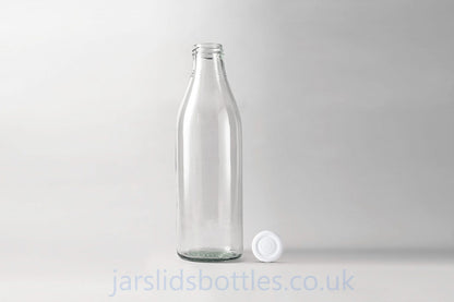 1000ml Glass Milk Bottle white lid