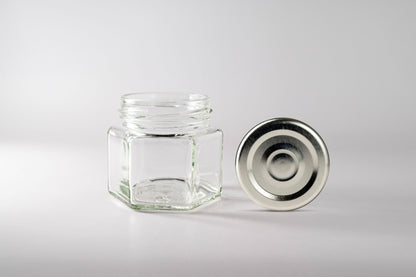 100ml hexagonal glass jar grey lid