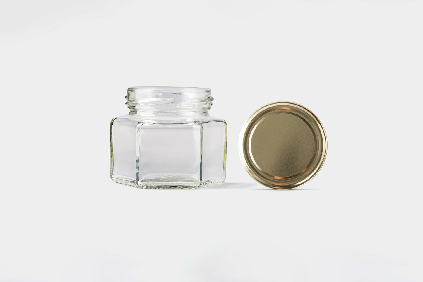 Glass Jar 106ml Hexagonal with lids