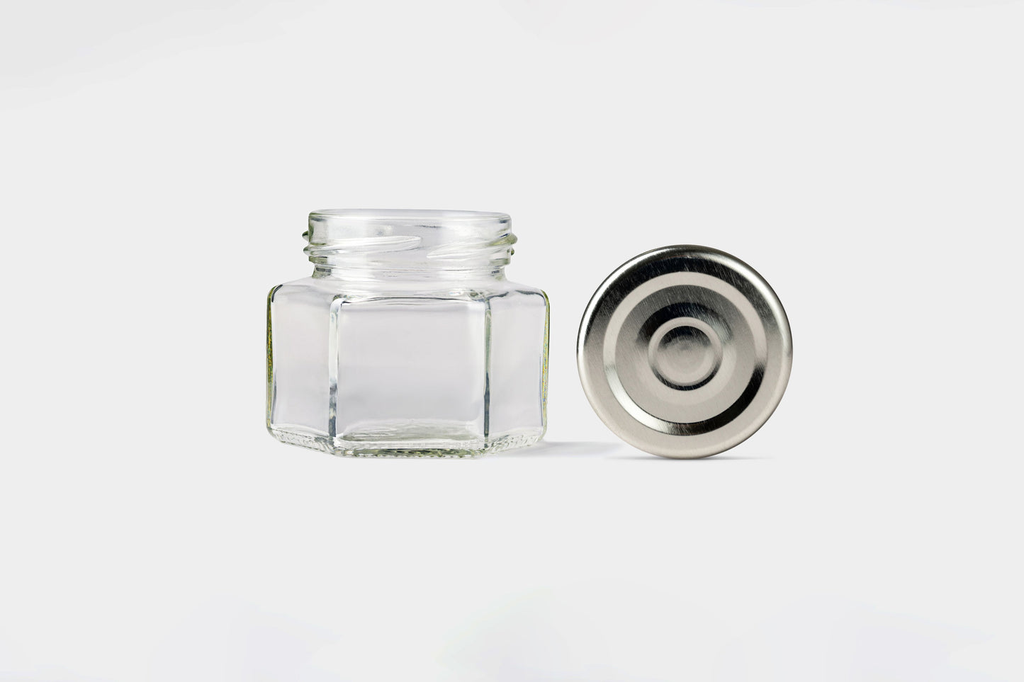 Glass Jar 106ml Hexagonal with lids