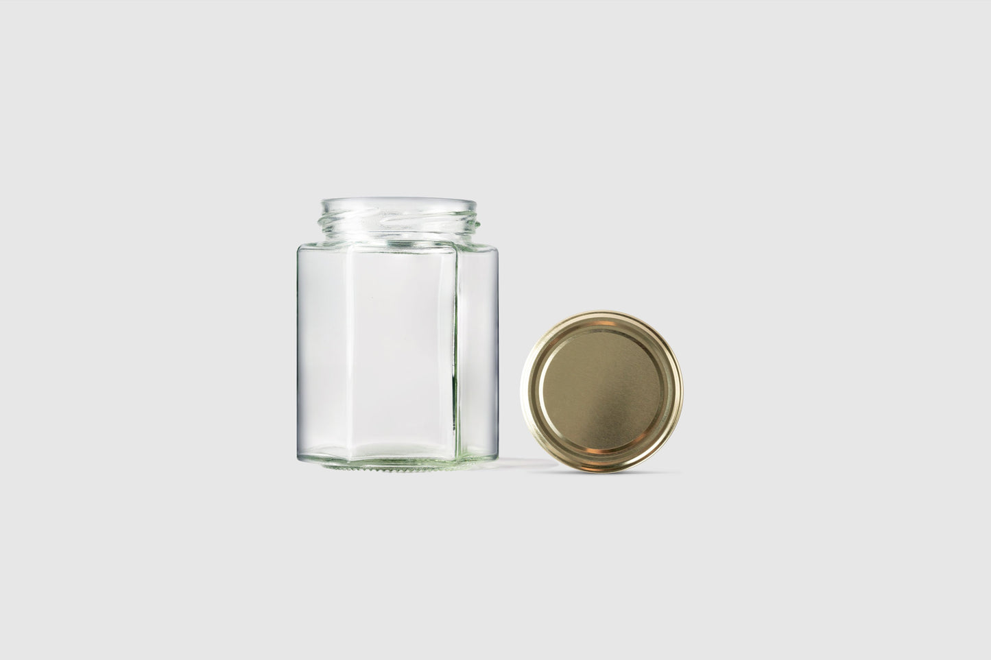196ml hexagonal glass jars gold lids