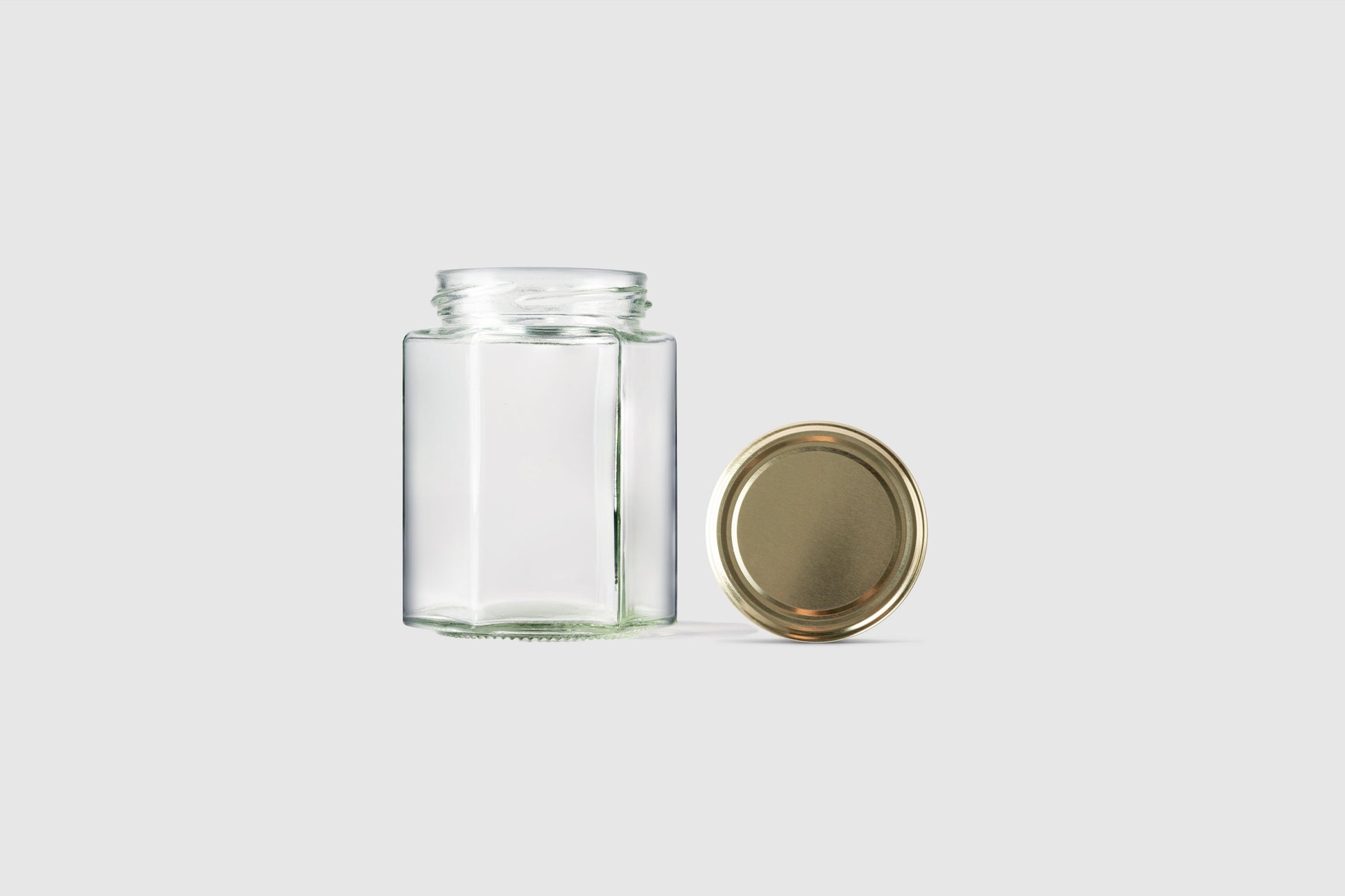 196ml hexagonal glass jars gold lids