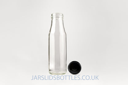 200ml Glass Milk Bottle black lids