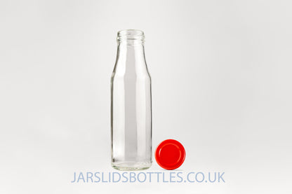 200ml Glass Milk Bottle red lids