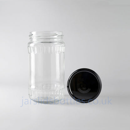 370ml glass jar black lid