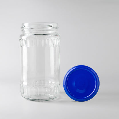370ml glass jar   blue lid