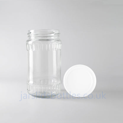 370ml glass jar white lid