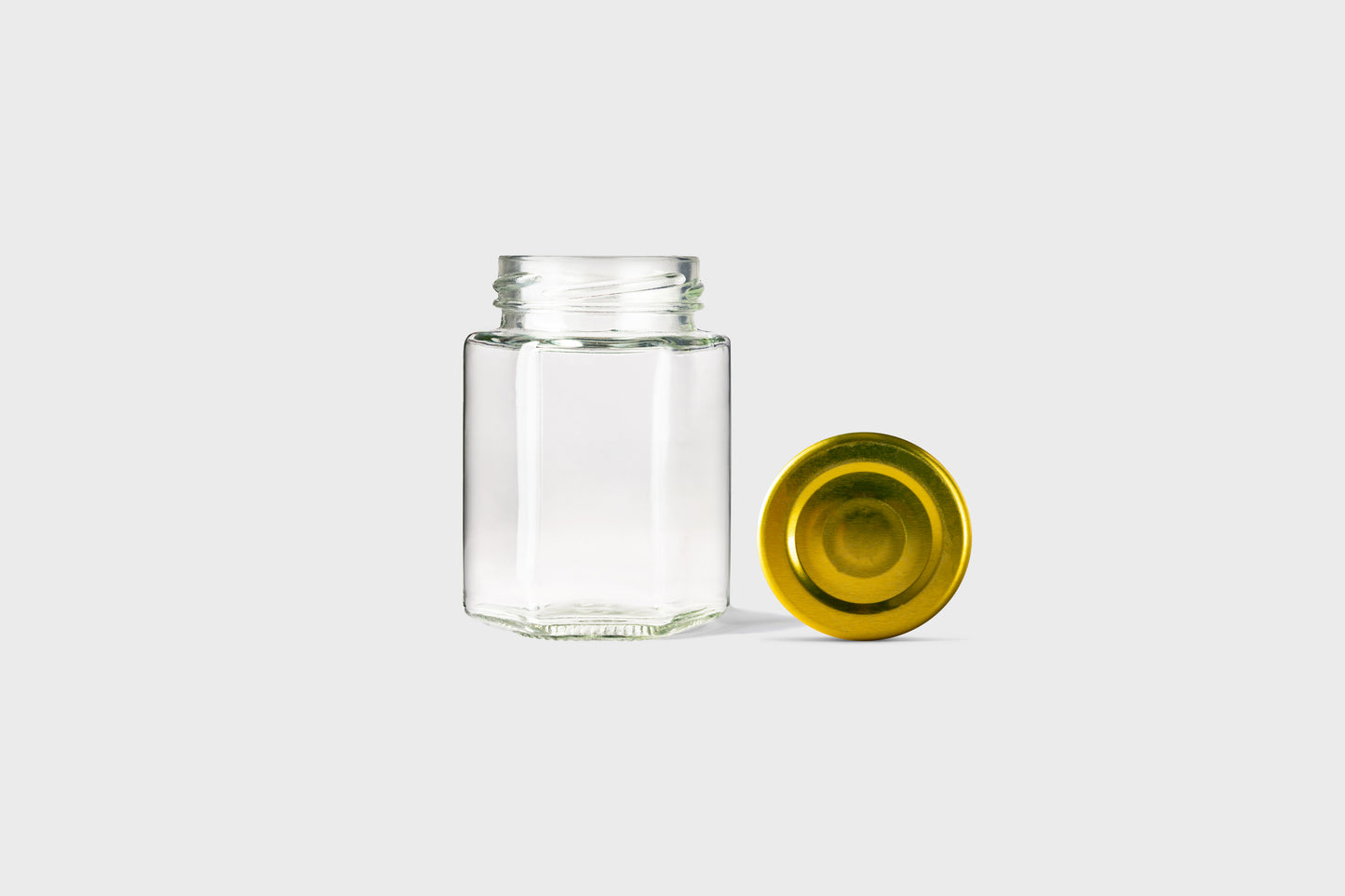 Glass Jar 55ml Hexagonal gold lid