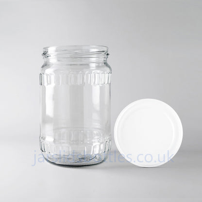 580ml glass jar  white lid