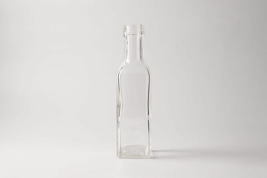 60ml Glass Bottle Flint marasca square with screw caps
