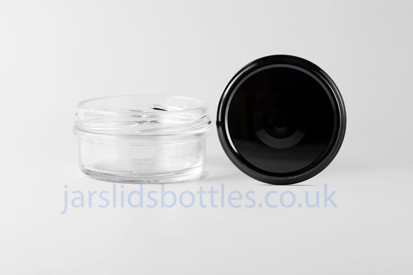 65ml low profile squat glass jar black lid