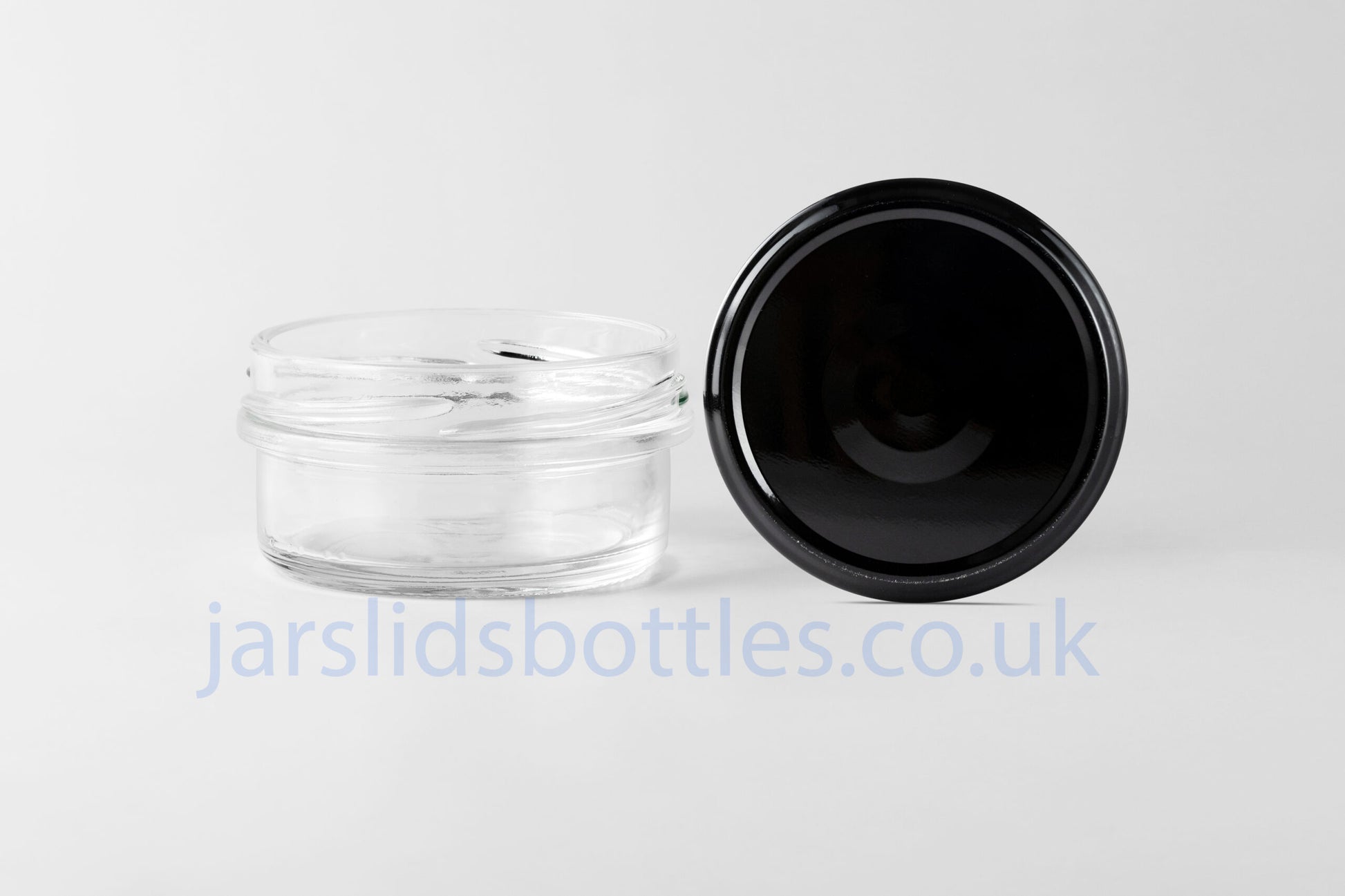 65ml low profile squat glass jar black lid