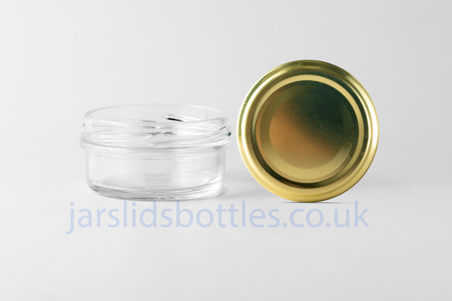 65ml low profile squat glass jar gold lid 