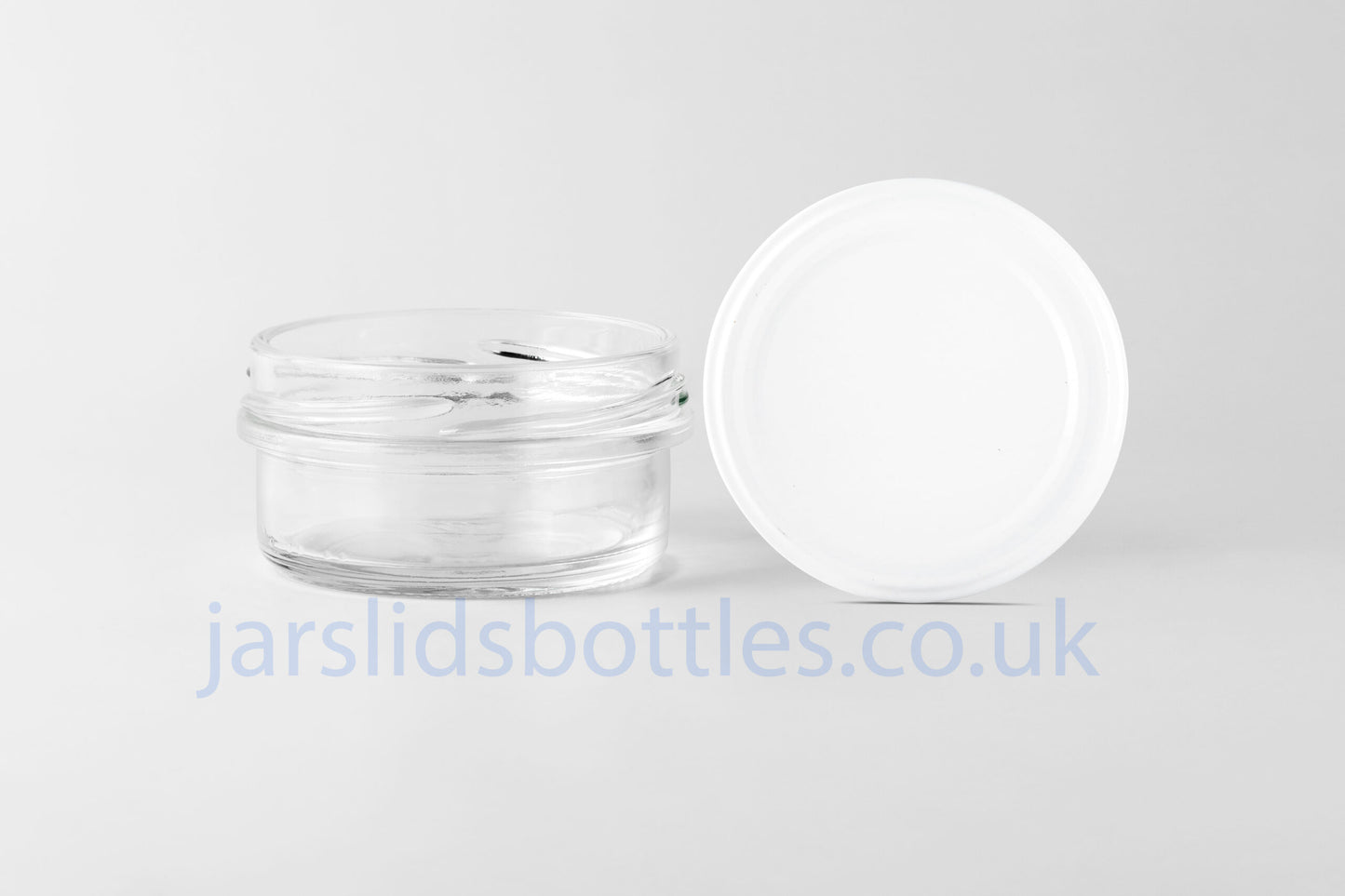 65ml low profile squat glass jar white lid 