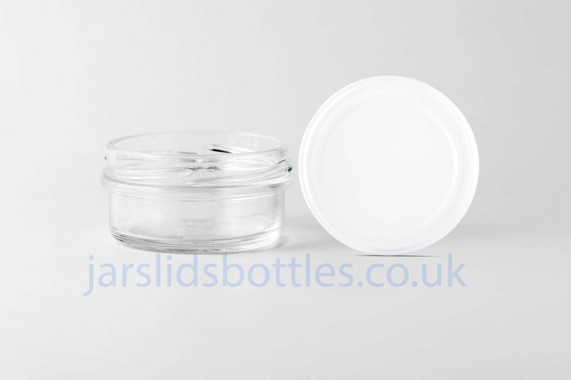 65ml low profile squat glass jar white lid 