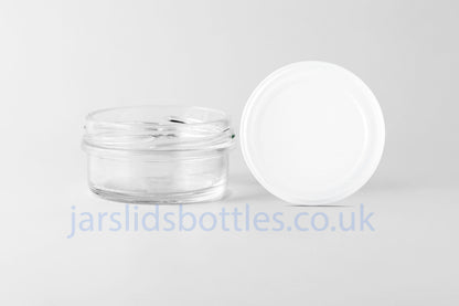 65ml low profile squat glass jar white lid 