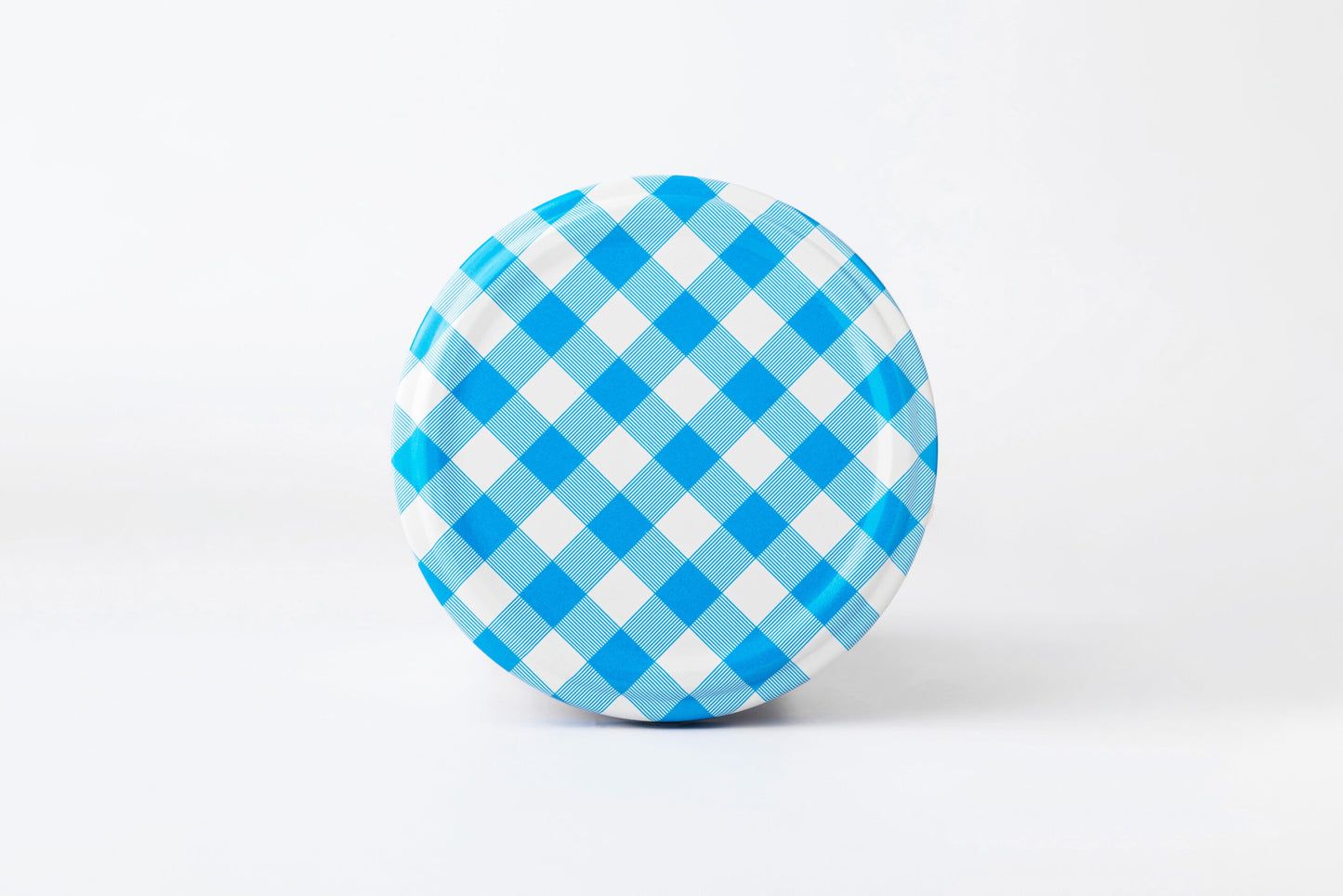 Blue Gingham 66 mm Jar Metal Lid