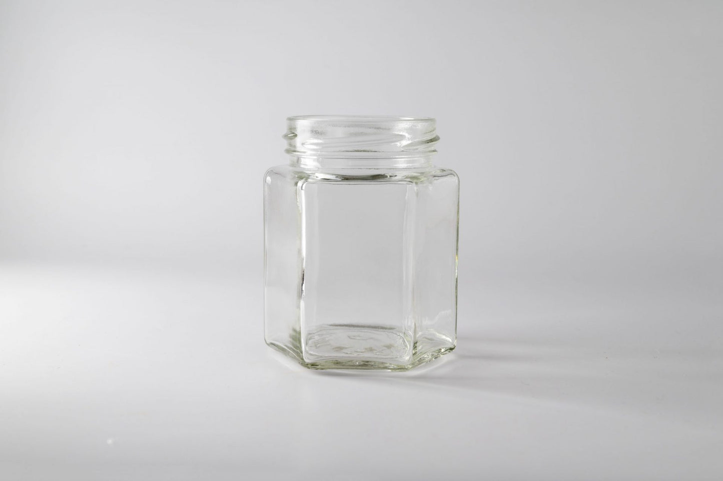 Glass Hexagon Honey Jam Jar 165 ml with Gold Metal Lids