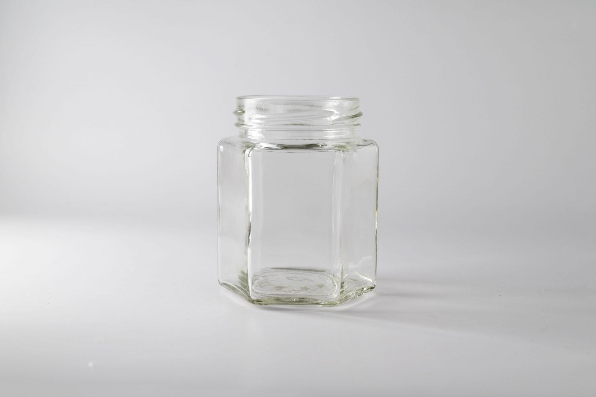 Glass Hexagon Honey Jam Jar 165 ml with Gold Metal Lids