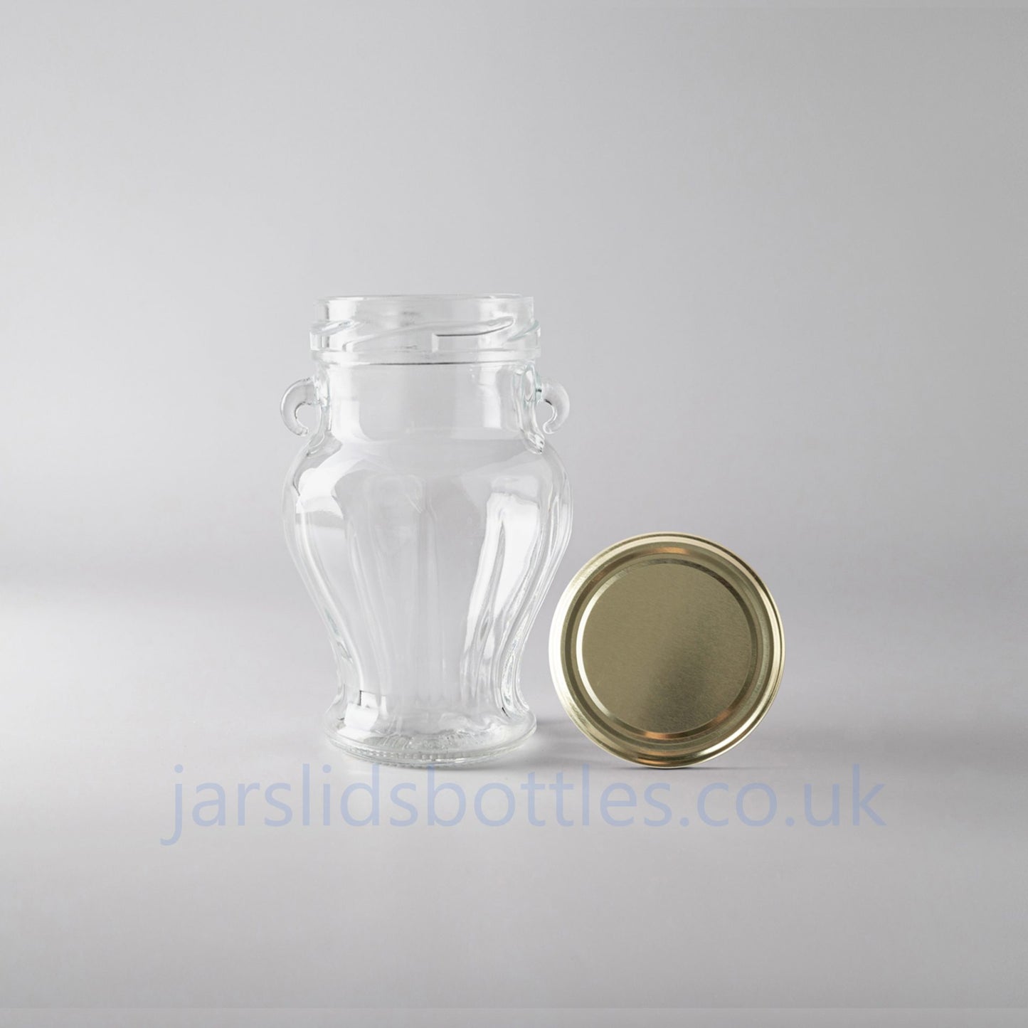 Glass Wedding Honey Jam Jar 106 ml Greek Amphora with Gold Metal Lids