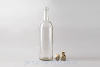 Wine bottle 1.0 L Transparent. Coming with cork.