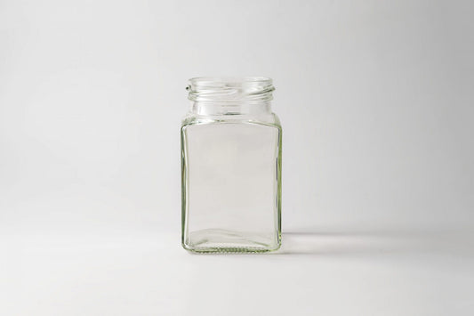 Glass jar 212 ml Square. Lids included.