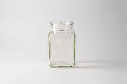 Glass jar 212 ml Square. Lids included.