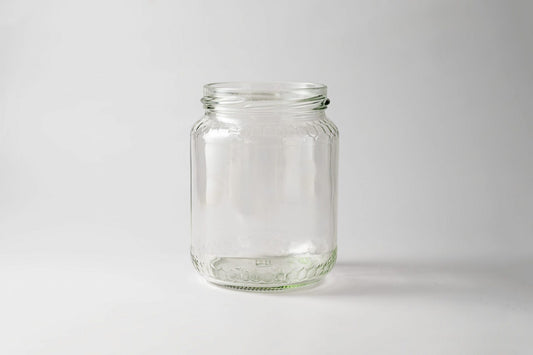 Glass jar 390 ml Comb. Lids included.