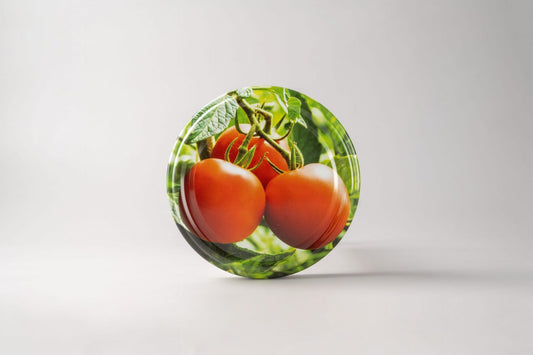 Metal lids 82 mm diameter Red Tomatoes.