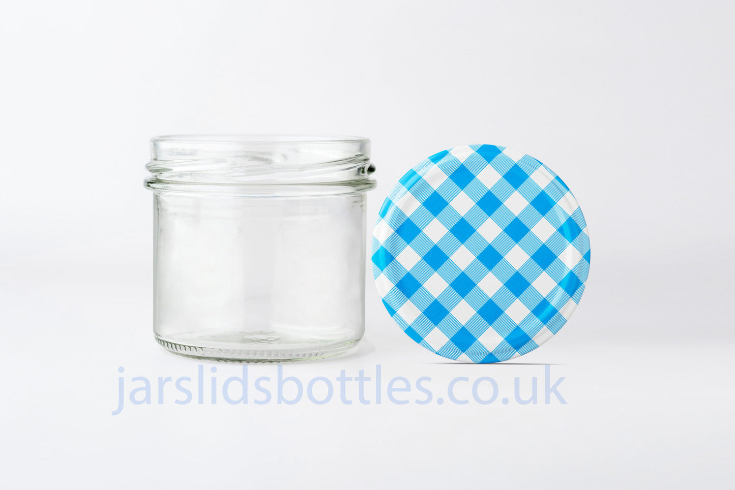 Glass Bonta Jar 125ml blue gingham lids 
