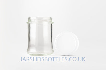 Glass Bonta Jar 212ml Oval Z white lids 