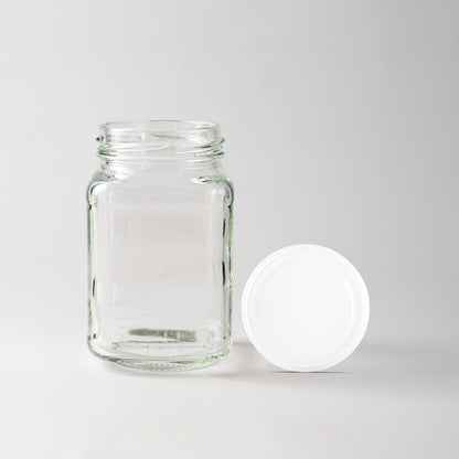 Glass Jar 100ml Baby white lids