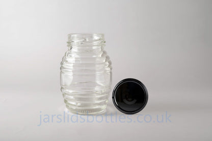 Glass Jar 105ml Honey black lid