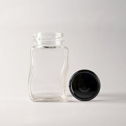 Glass Jar 106ml Zigzag black lid 