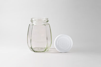 Glass Jar 192ml Peach white lid 