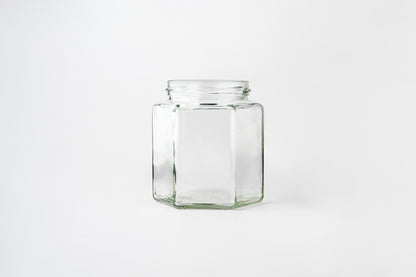 Glass Jar 1lb 390ml Hexagonal