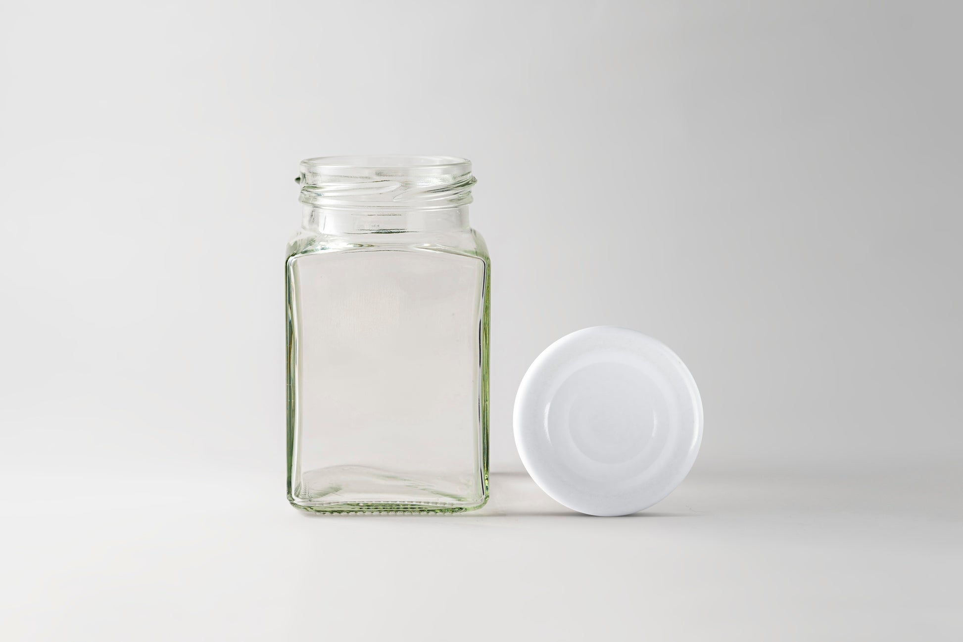 Glass Jar 200ml Square white lid
