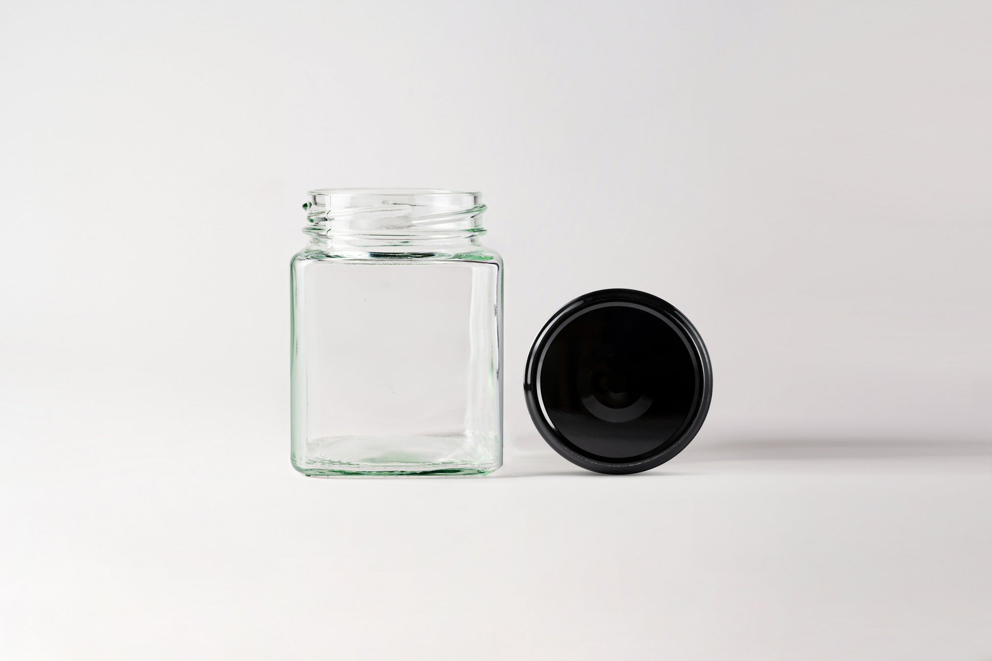 Glass Jar 280ml Square black lids