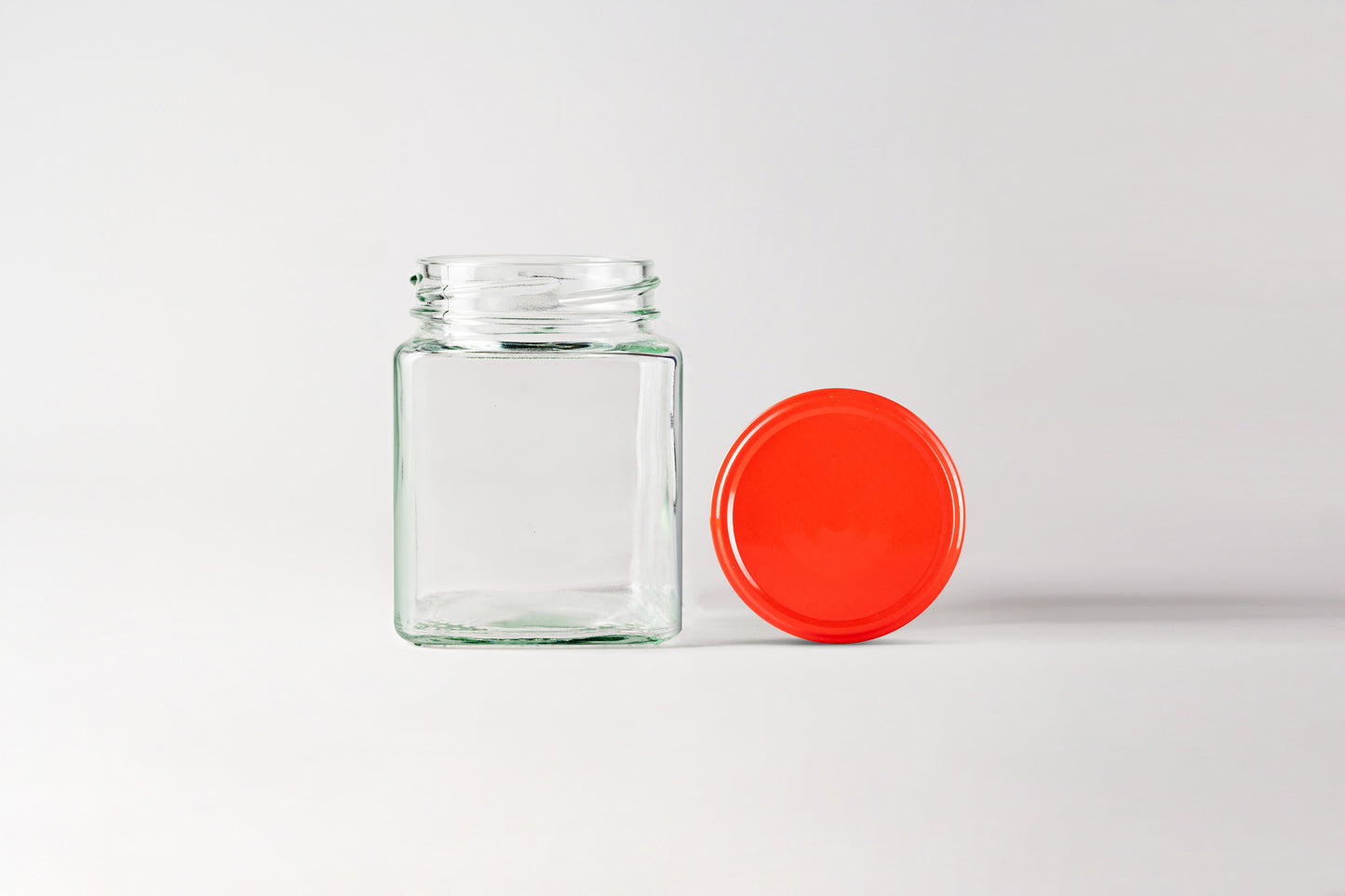 Glass Jar 280ml Square red lids