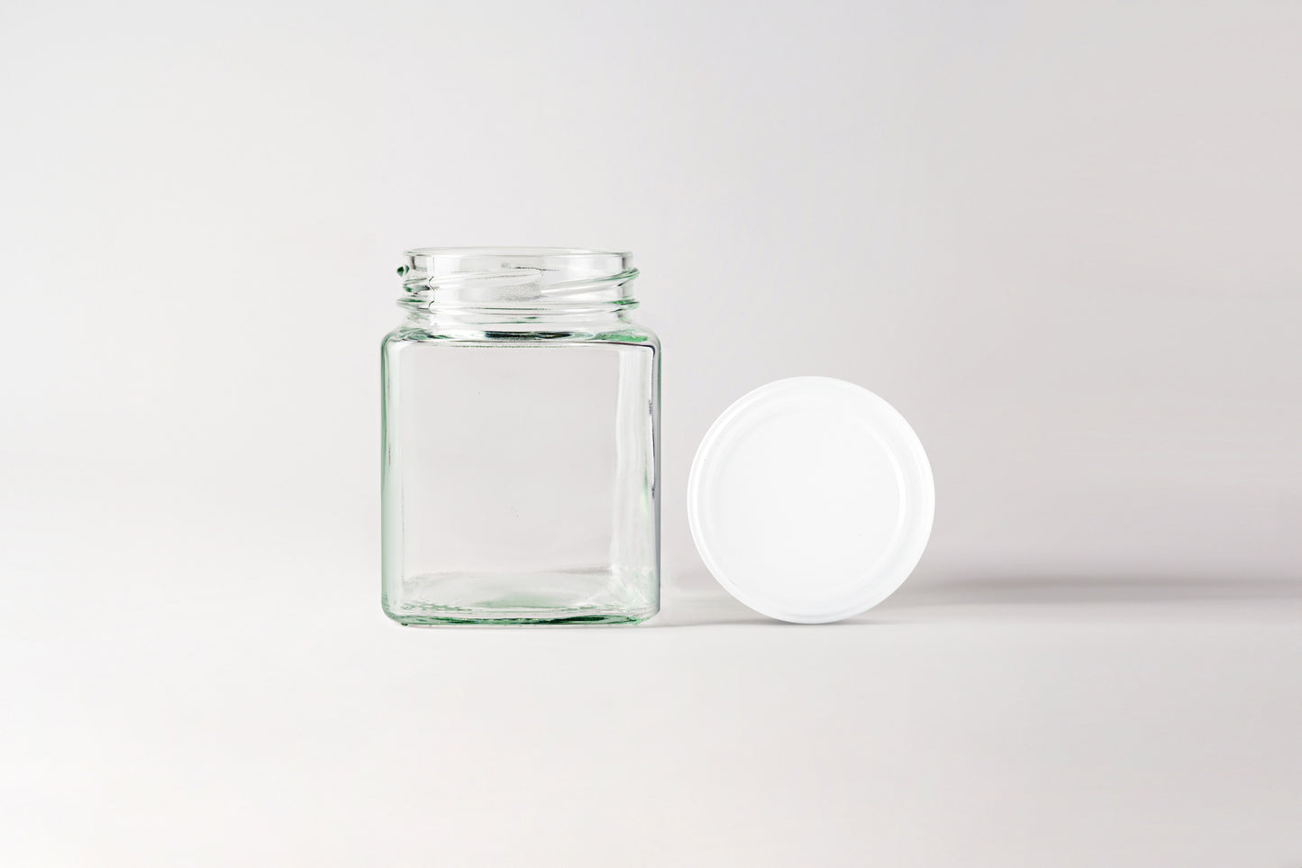 Glass Jar 280ml Square white  lids