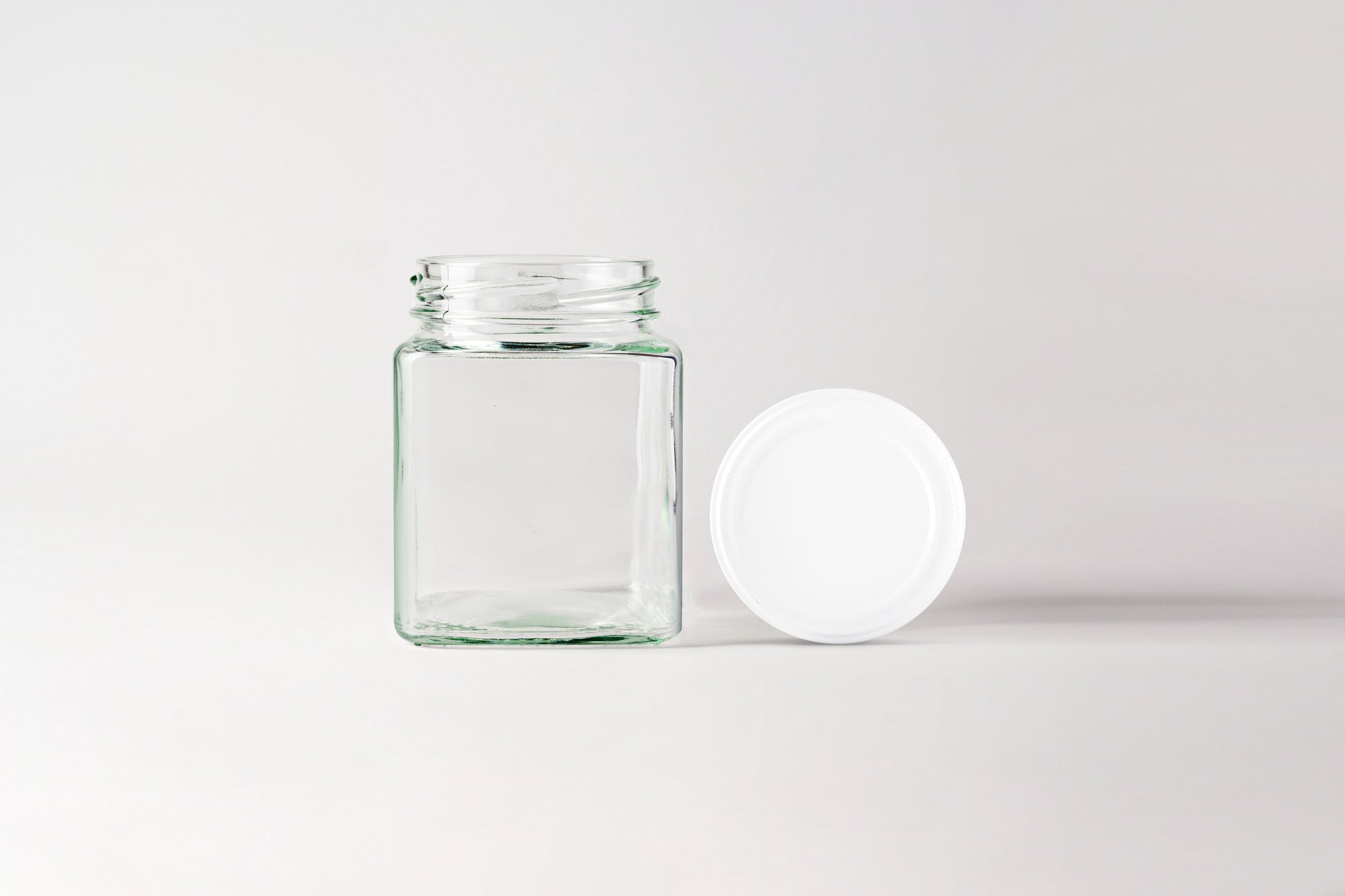 Glass Jar 280ml Square white  lids