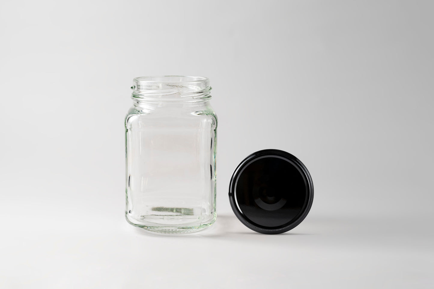 Glass Jar 300ml Square black lid