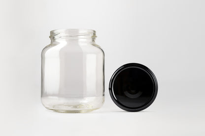 Glass Jar 370ml Flat black lids